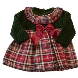 Vestido de cuadros con cuerpo verde botella