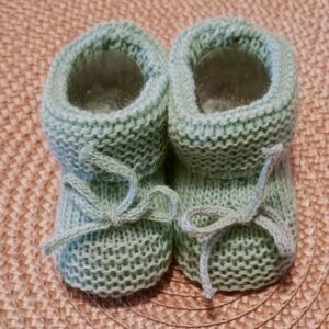 Patucos de bebé lana tejidos color menta