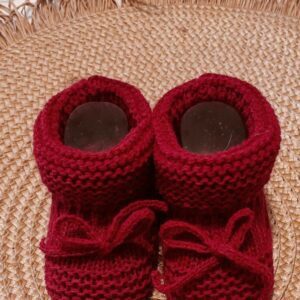 Patucos de bebé lana tejidos rojos