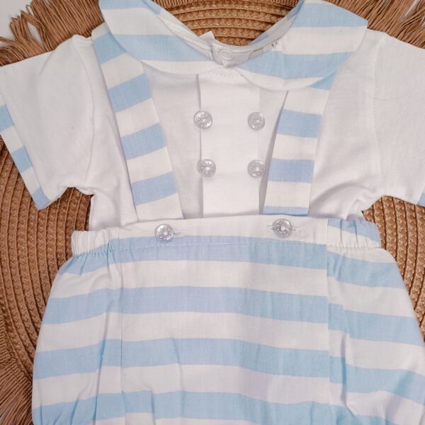 Ranita con camisa de bebe verano. Color azul y blanco. - Imagen 2