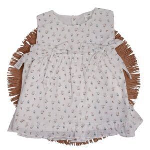 Vestido bebé niña con flores y lazos primavera/verano.