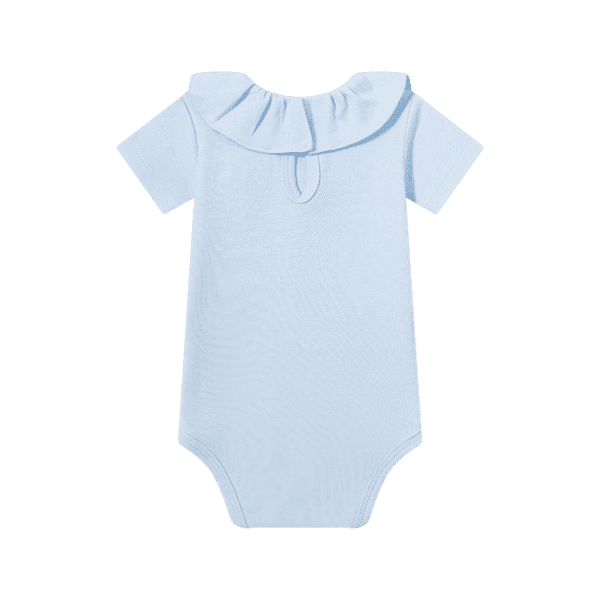 Body para bebé con cuello volante 100% algodón color azul - Imagen 8