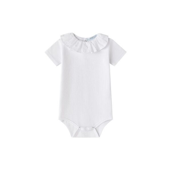 Pack bodies para bebé cuello plumeti 100% algodón color azul y blanco. Marca Amomi. - Imagen 13