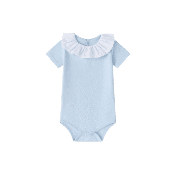 Pack bodies para bebé cuello plumeti 100% algodón color azul y blanco. Marca Amomi. - Imagen 12