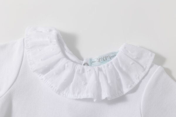 Pack bodies para bebé cuello plumeti 100% algodón color azul y blanco. Marca Amomi. - Imagen 11