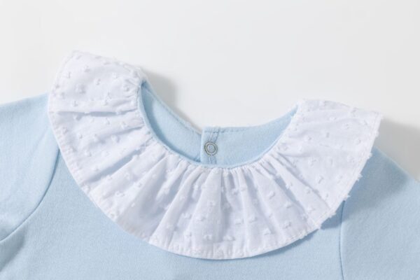 Pack bodies para bebé cuello plumeti 100% algodón color azul y blanco. Marca Amomi. - Imagen 4