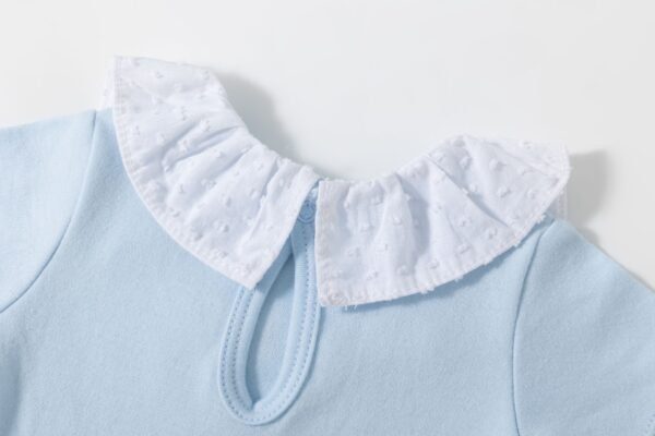 Pack bodies para bebé cuello plumeti 100% algodón color azul y blanco. Marca Amomi. - Imagen 2