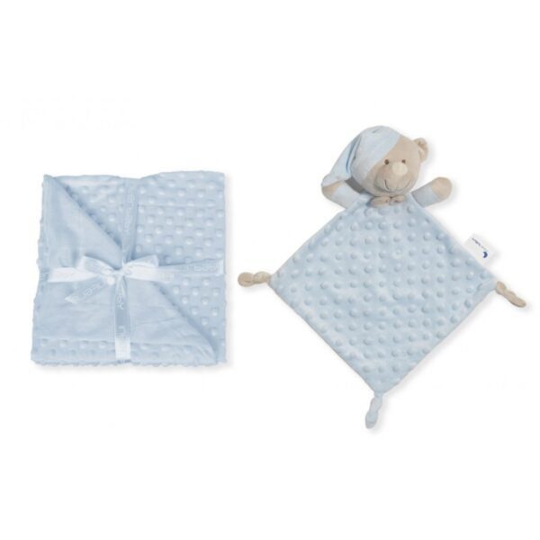 Set manta y doudou para bebé recién nacido personalizado color azul - Imagen 2