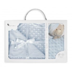 Set manta y doudou para bebé recién nacido personalizado color azul