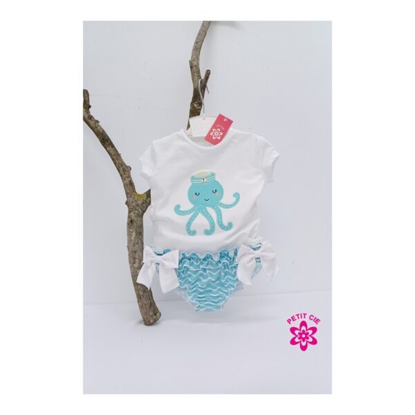 Conjunto de baño para bebé niña pulpo marinero