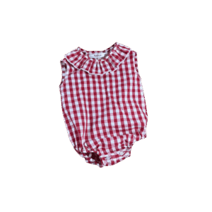 Pelele para bebé cuadro vicky rojo. Diseño exclusivo.