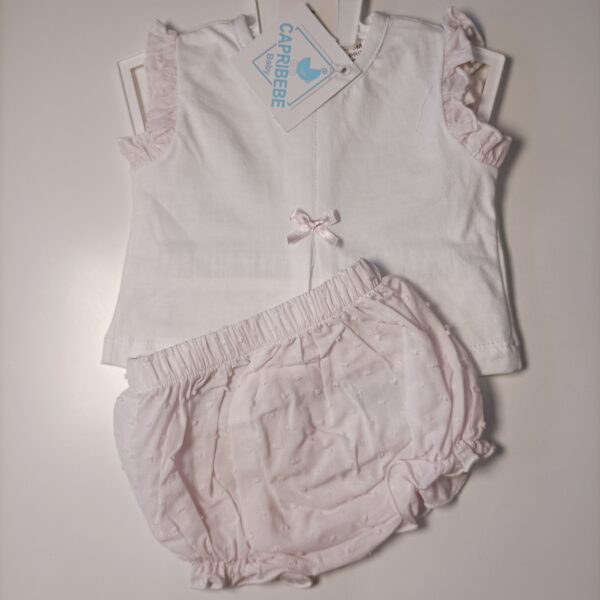 Conjunto para bebé niña cubrepañal y blusa rosa clarito - Imagen 3