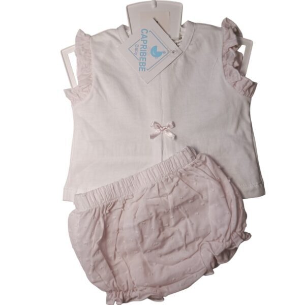Conjunto para bebé niña cubrepañal y blusa rosa clarito