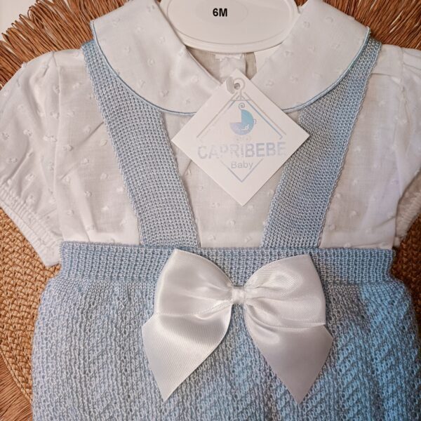 Ranita para bebé de perlé con blusa de plumeti color azul. - Imagen 3