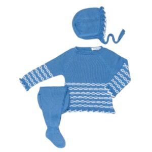 Conjunto polaina bebé Juliana. Cadenas color azul.