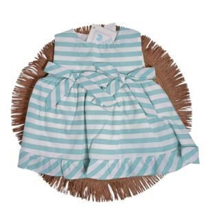 Vestido de bebé verano con rayas aguamarina.