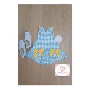 Ranita para bebé niña vichy volante celeste