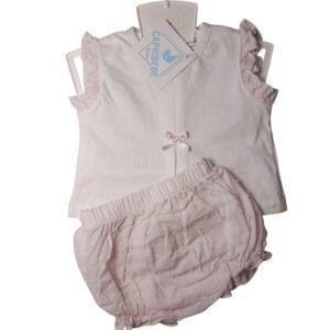 Conjunto para bebé niña cubrepañal y blusa rosa clarito