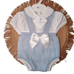 Ranita para bebé de perlé con blusa de plumeti color azul.
