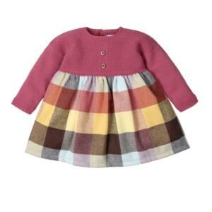 Vestido punto y tejido cuadros CHECKS ARANDANO Mac Ilusion